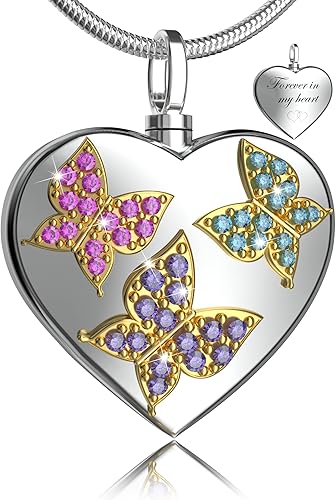 Miniatura 1 de Fanery sue Collar de cenizas de mariposa joyería de cremación para cenizas collar de urna conmemorativa Forever In My Heart para cenizas para mujer