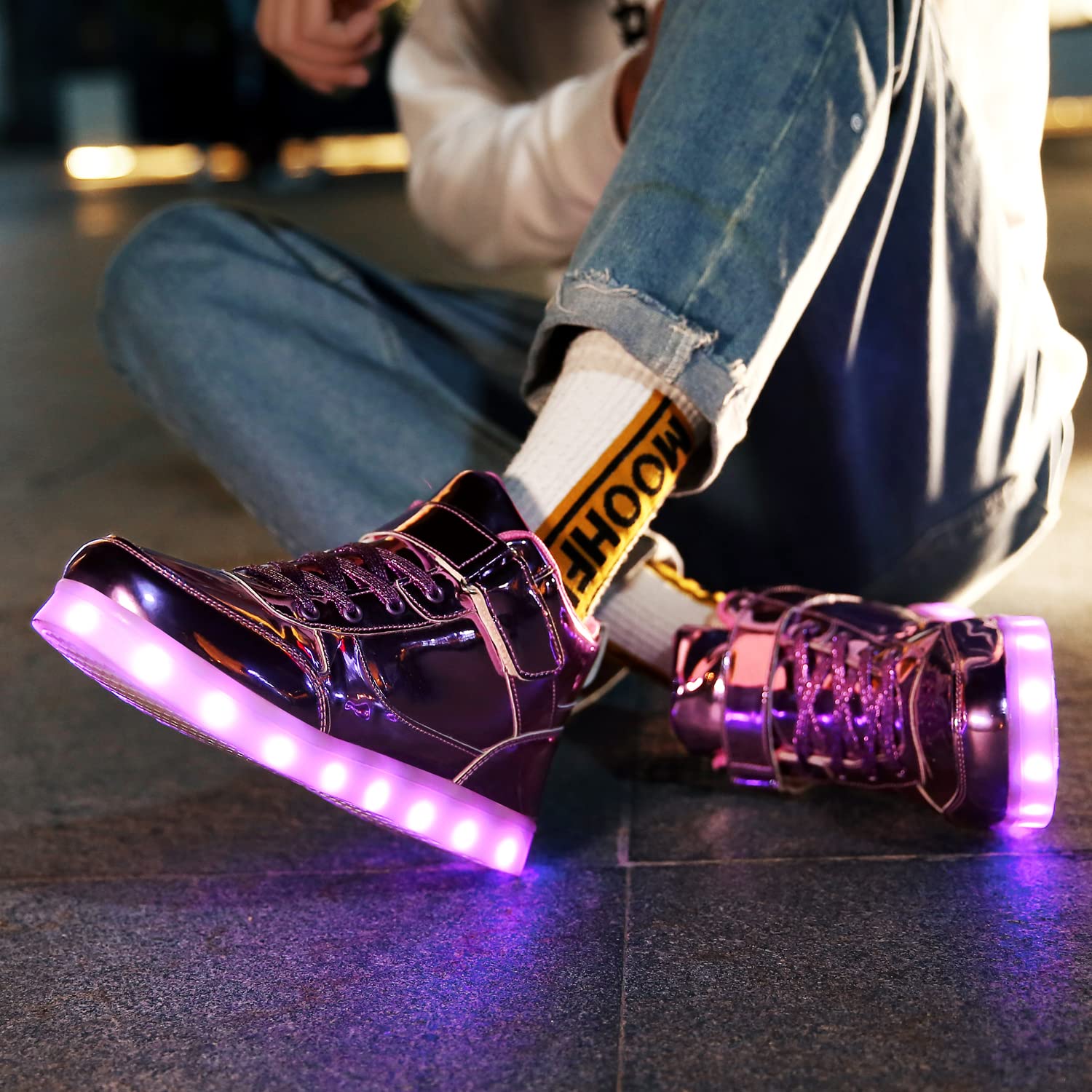 Kids Light up Shoes LED Sneakers USB Charging Flashing Trainers for Boys Girls High Top Sneakers
