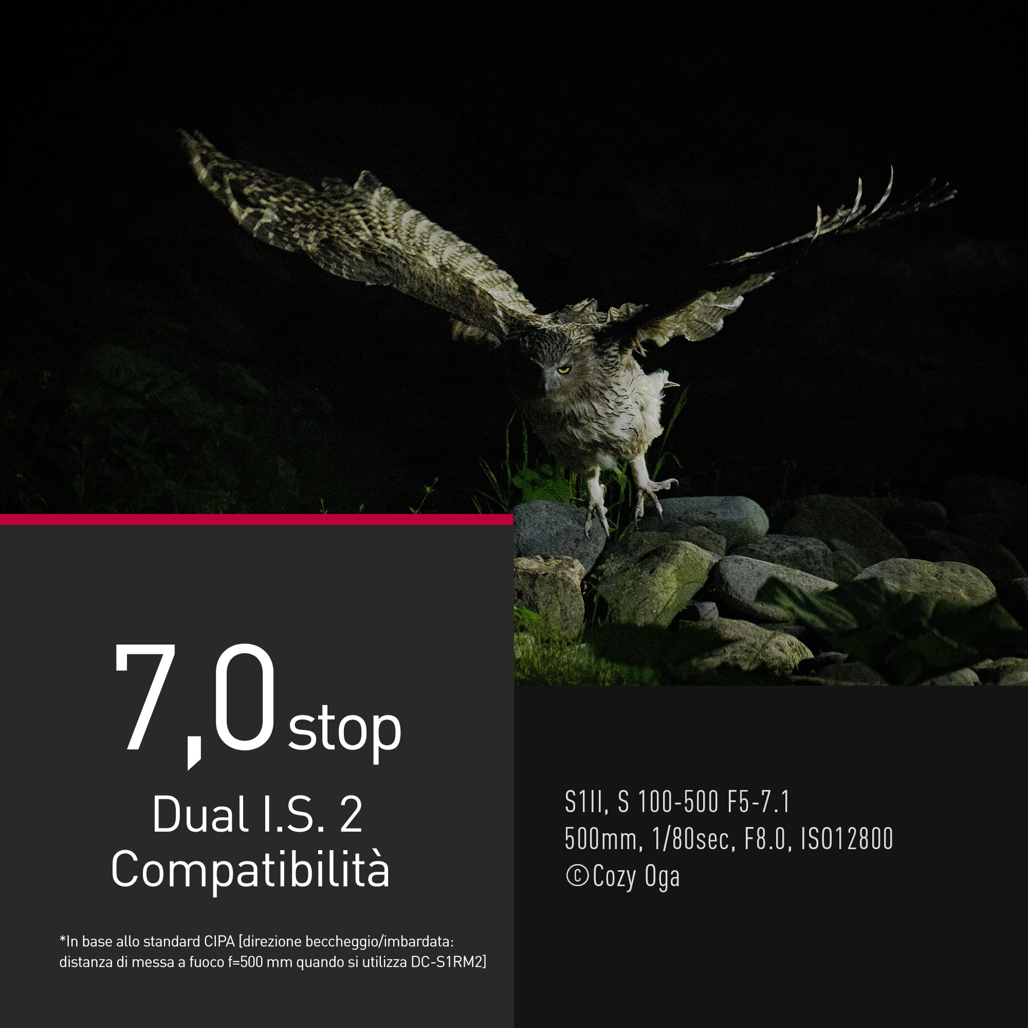 Panasonic LUMIX S-R100500E 100-500 mm F5-7.1 O.I.S. L-Mount, Teleobiettivo Zoom Full-Frame, Messa a Fuoco Ravvicinata 0,8 m, Ghiera di Messa a Fuoco Regolabile, Resistente alle Intemperie, Nero