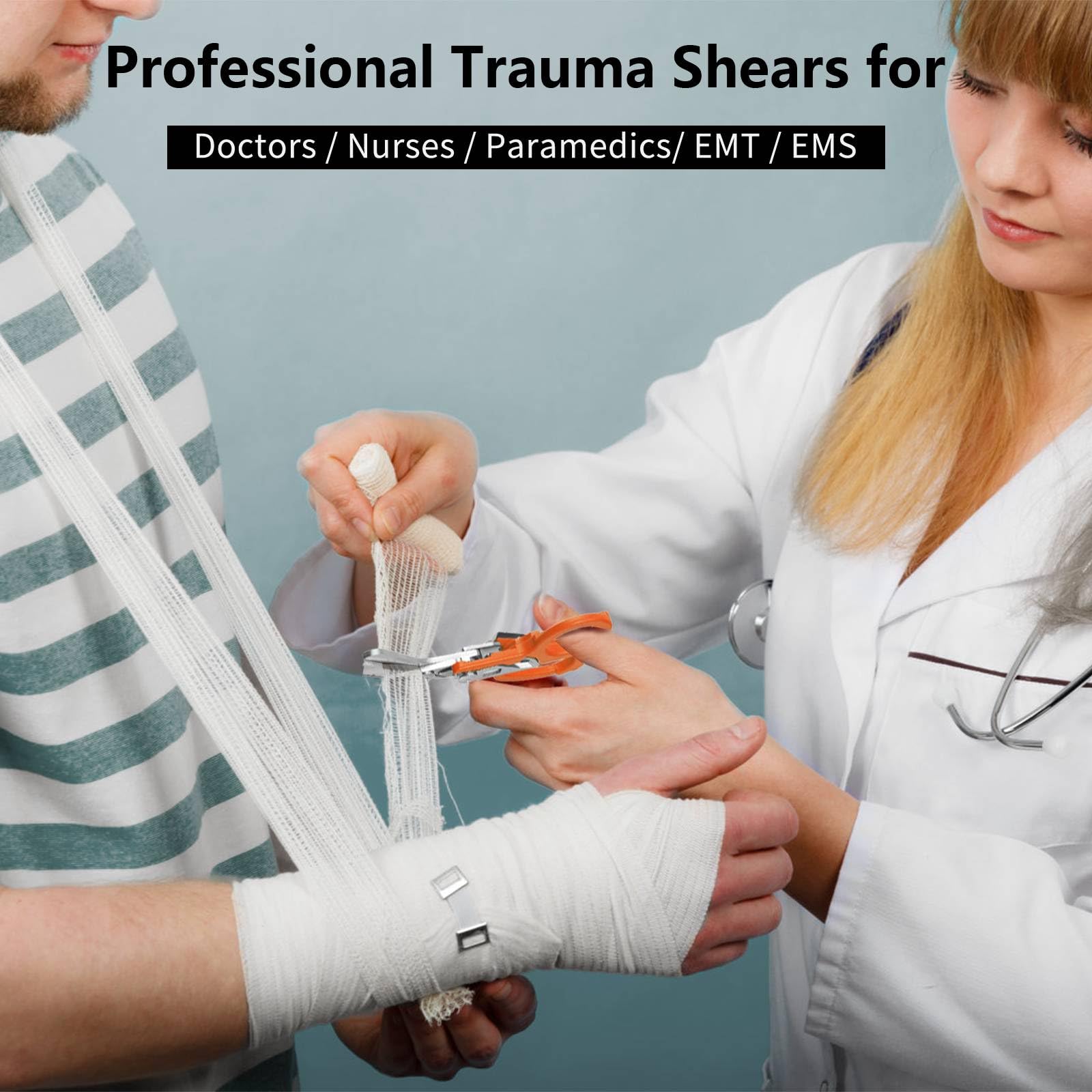 6 in 1 Traumaschere mit Schere, Zange & 24 in 1 Multifunktions-Schlüssel, Notfall-Schere mit Gurtschneider & Glasbrecher, Rettungsschere für Outdoor-Camping (Schwarz+Orange)
