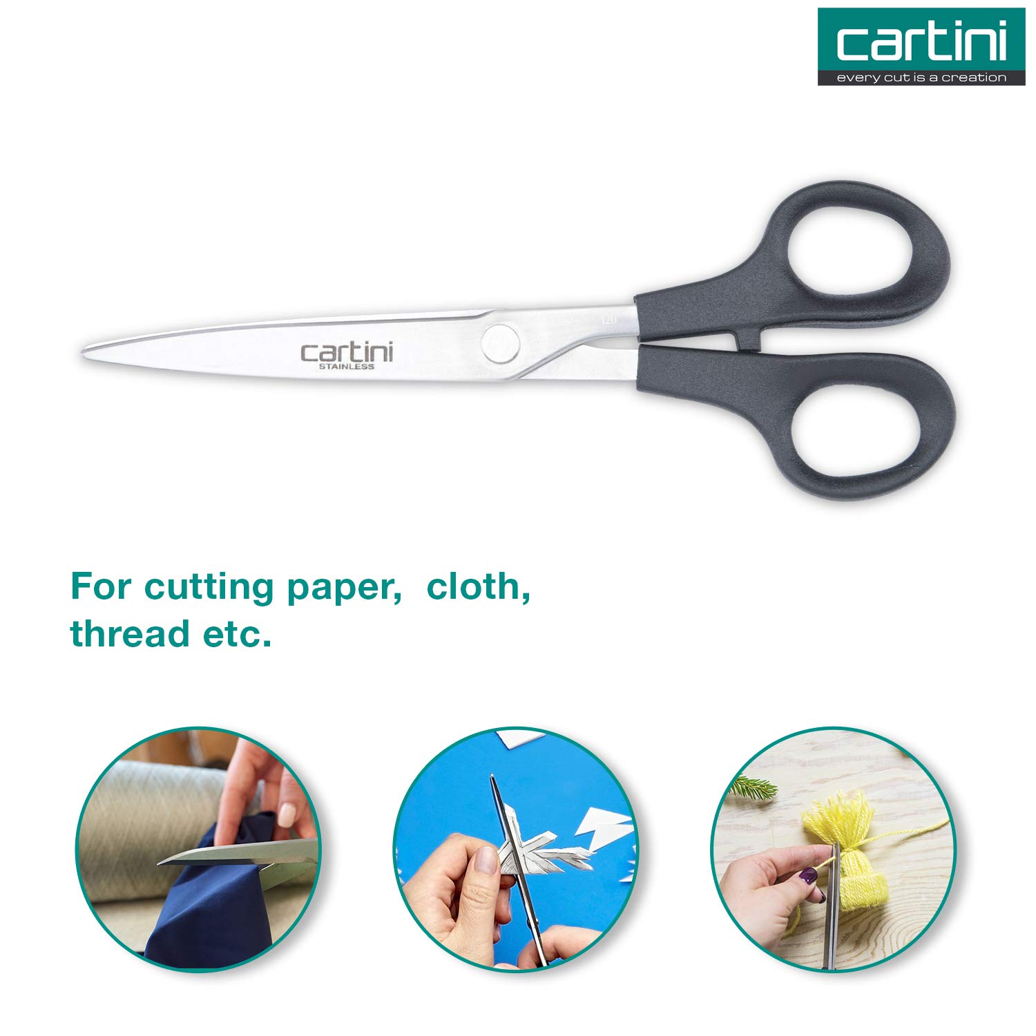 Cartini Versatile Stainless Steel Scissor, Black - Image 4 thumbnail