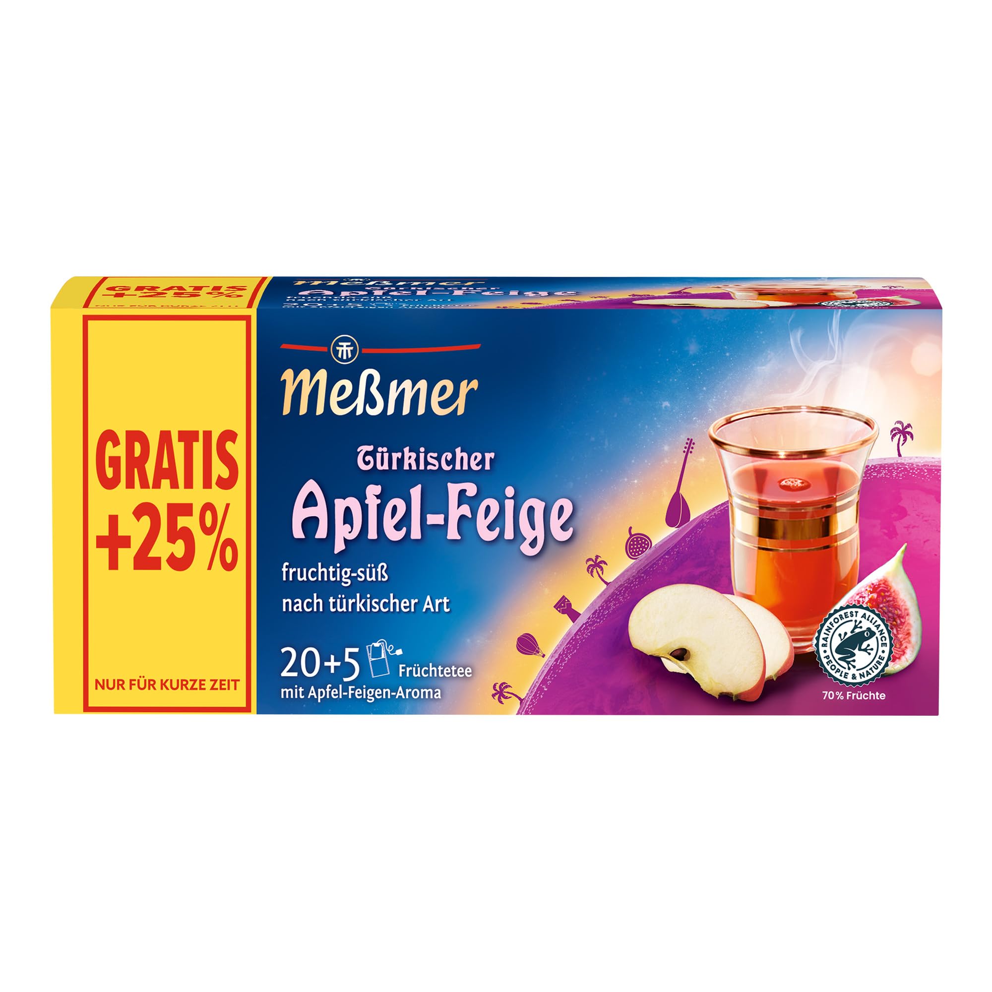 Meßmer Ländertee Türkischer Apfel-Feige | Vorteilspackung 20+5 Teebeutel | Früchtetee mit Apfel-Feigen-Aroma