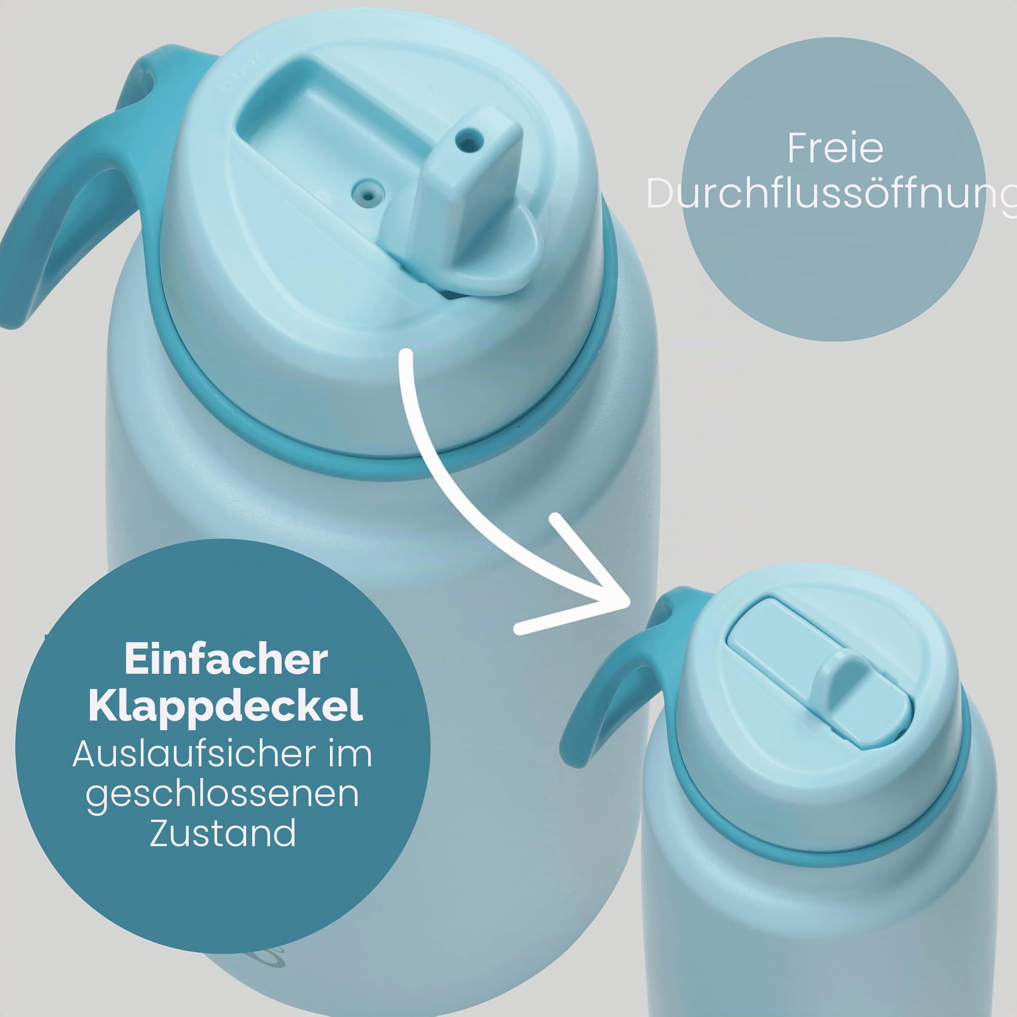 b.box Batman isolierte Trinkflasche mit Klappdeckel, dreilagiger Edelstahl, hält Getränke bis zu 46 Stunden kalt, auslaufsicherer Deckel mit Edelstahl-Strohhalm, BPA-frei, 1L