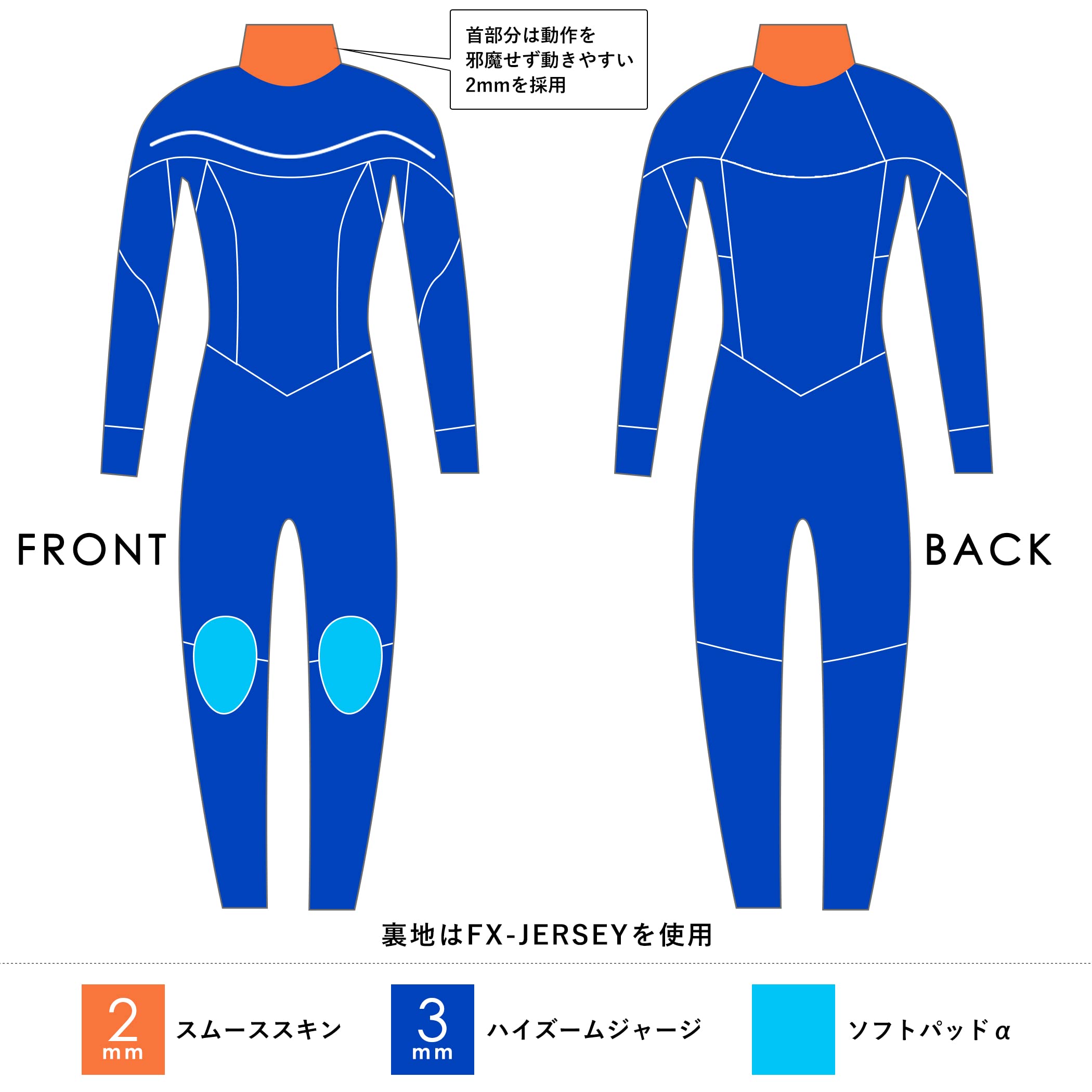 ロングチェスト 3mm フルスーツ レディースMサイズ 日本製/春秋用 