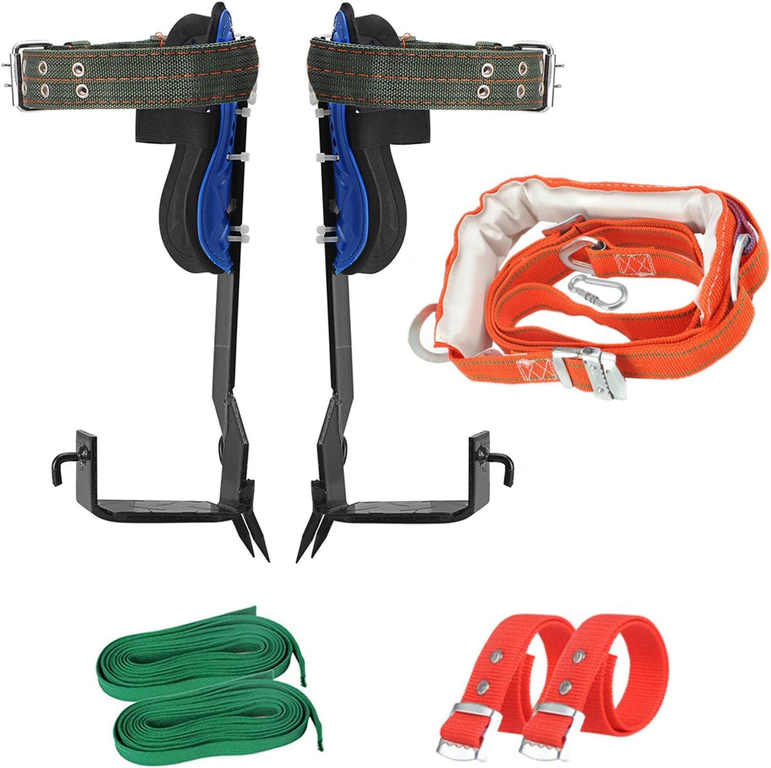 Sookieng Tree Climbing Spikes 2 Gear with Harness Belt, 304 Stainless Steel Tree Climbing Tool, Pole Climbing Spikes Adjustable Climbing Tree Non-Slip Pedal for Picking Fruit Hunting Observation