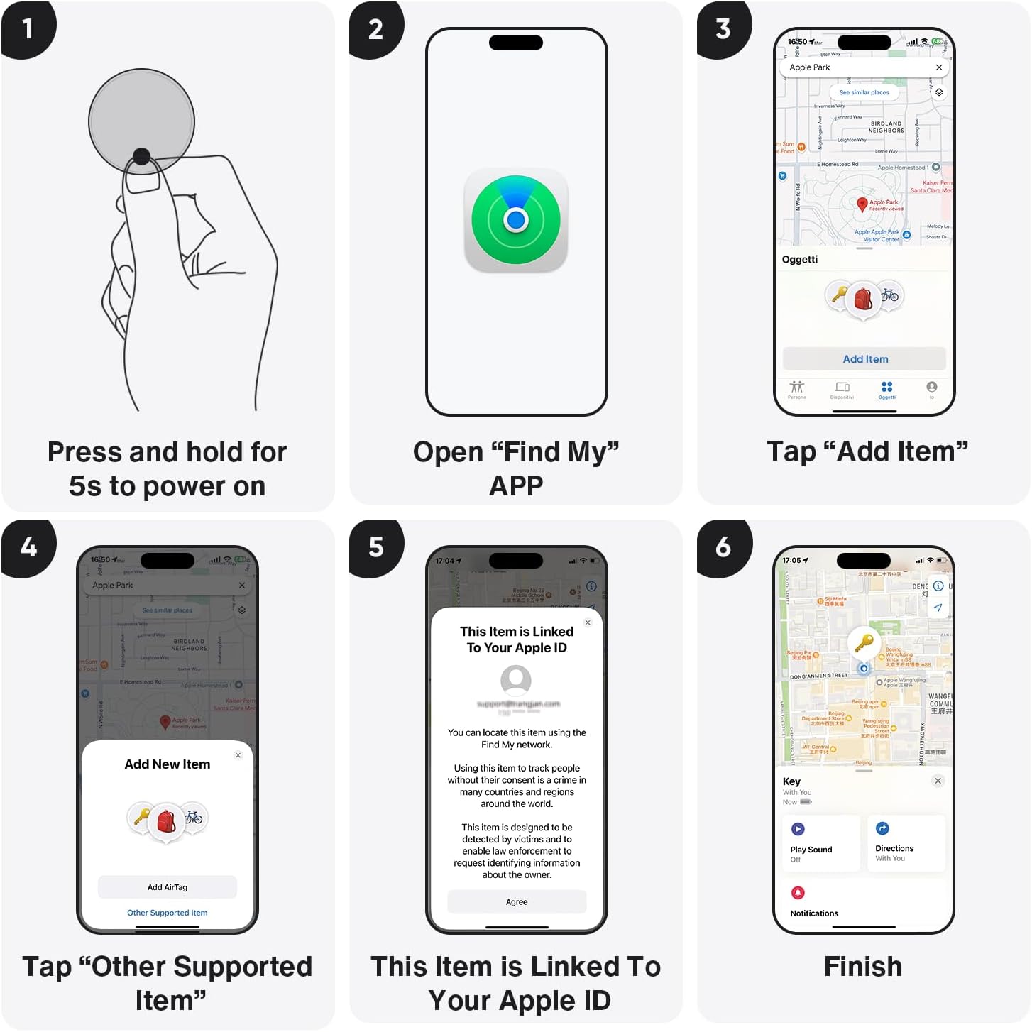 Step-by-step guide on pairing iVANKY FusionFinder with Apple Find My app