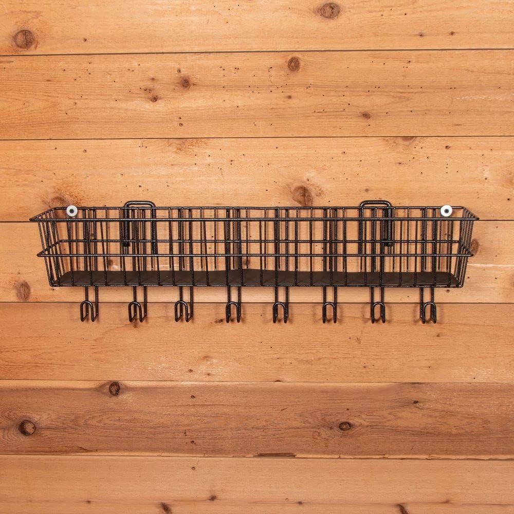 EASY-UP Pro 36 Basket with Tack Hangers | Color Gray Armor | Multi-Use Stable Organizer | Heavy Duty Steel Construction | Multiple Hanging Options | Versatile Uses | 7-Year Warranty
