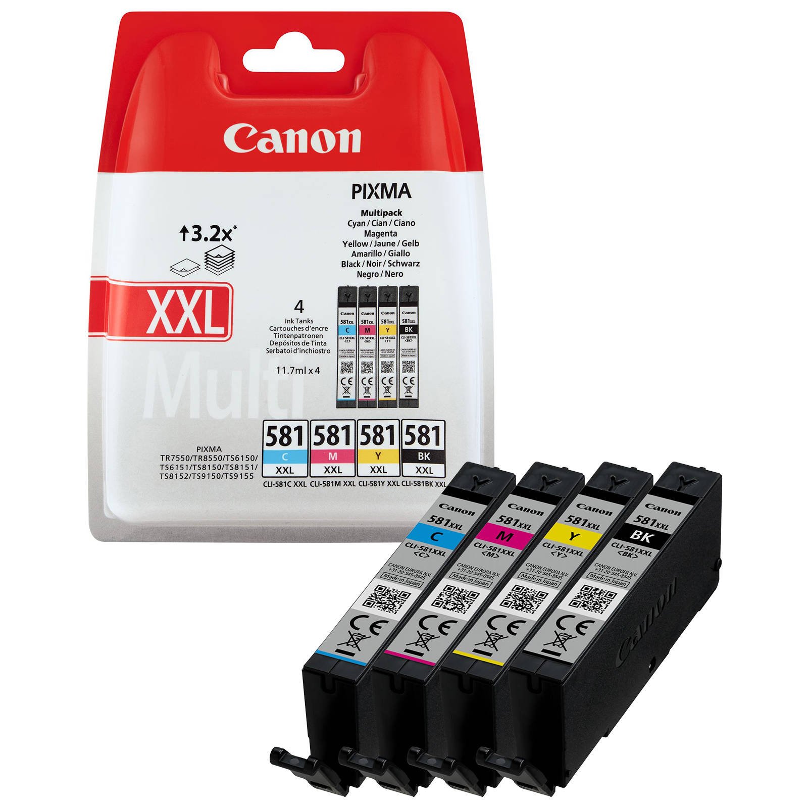 Recambio No OEM Para TS9550 Lote De Cartuchos De Tinta Compatibles Para Canon Pixma TS9550 - PGI-580XXL Y CLI-581XXL (CMYK) Cartuchos No OEM Canon