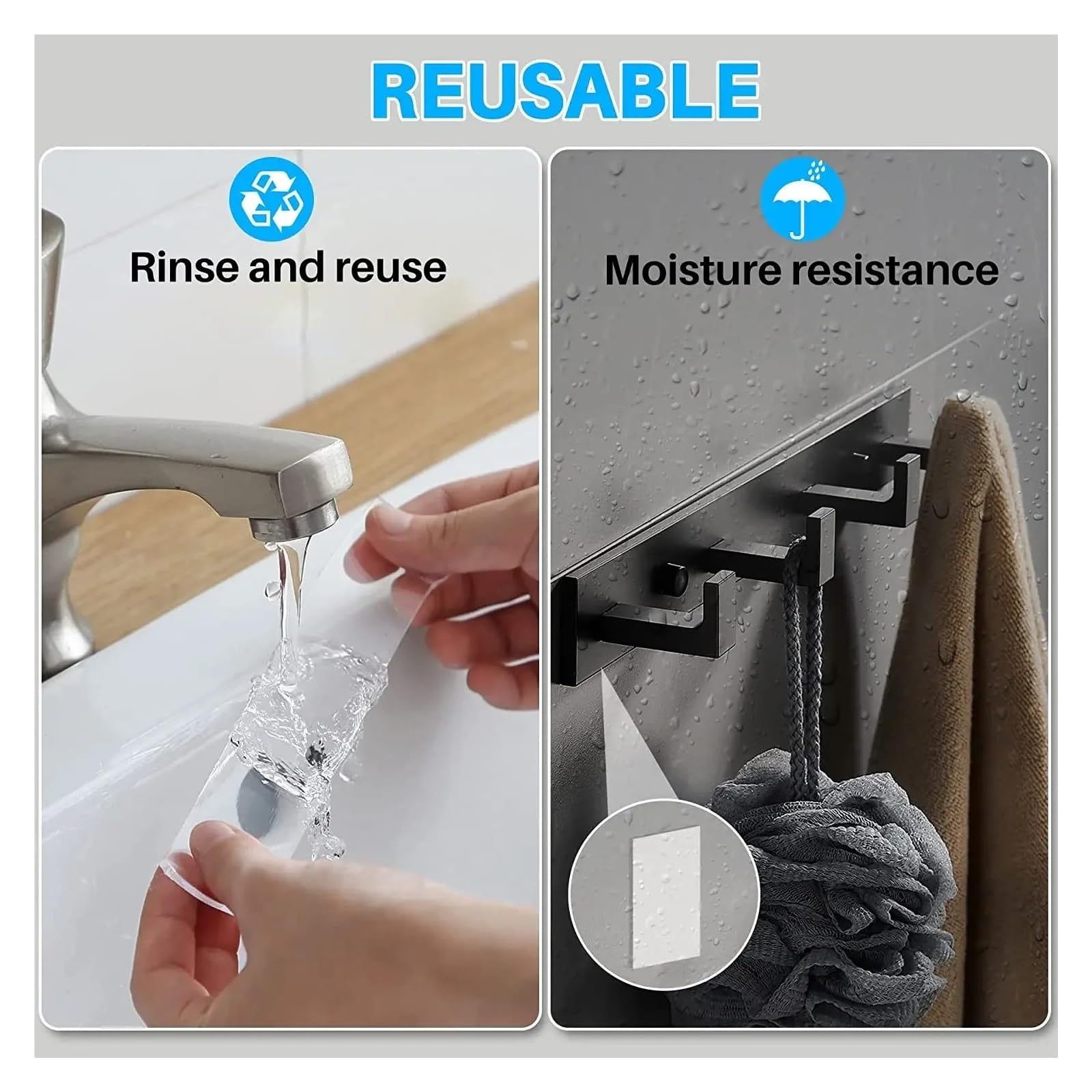 Nastro adesivo biadesivo trasparente, Nastro biadesivo trasparente riutilizzabile da 1/10 m, lavabile, for bagno, cucina, casa, gekkotape(3cmx3 Meters)