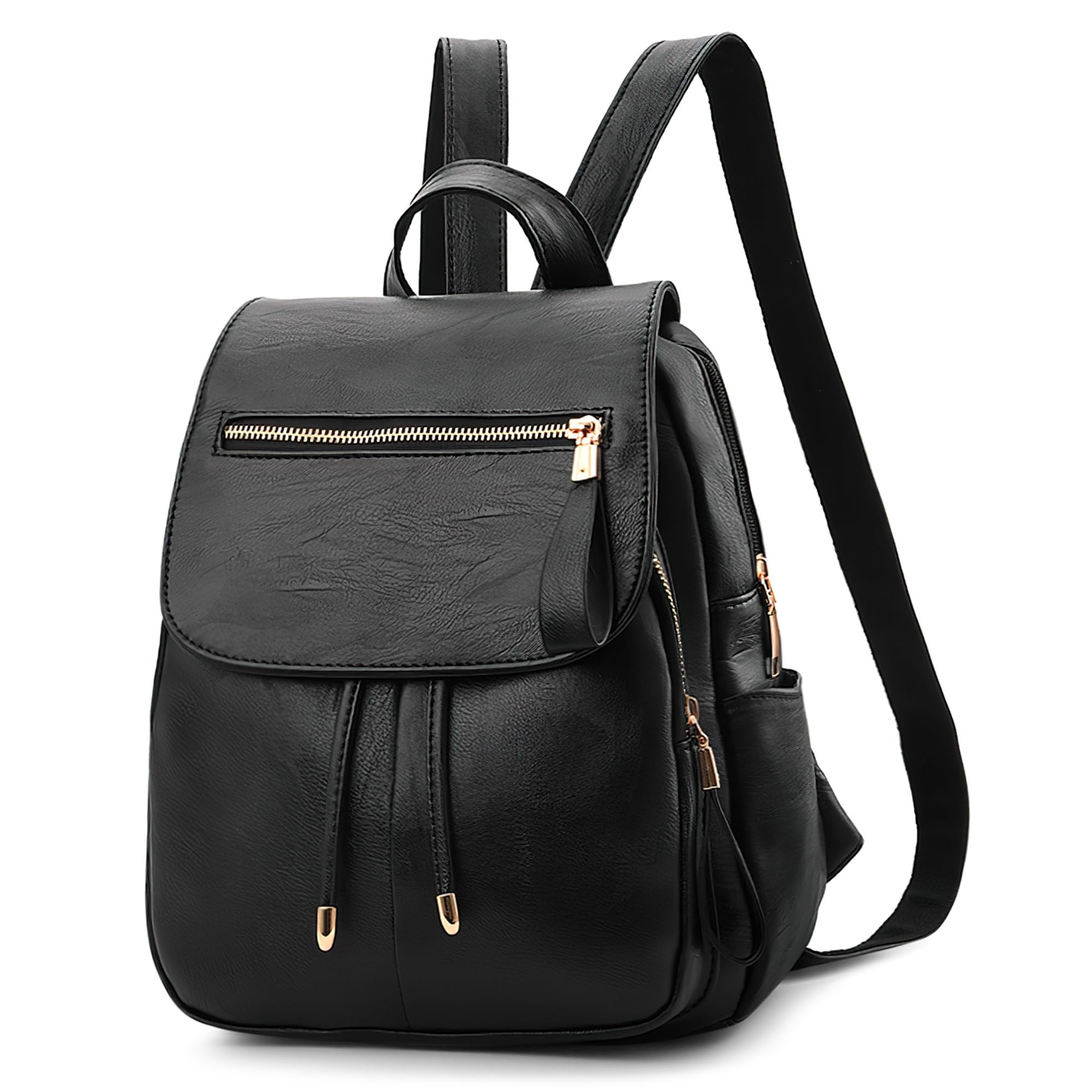 Mochila Mujer Antirrobo Pequeña Bolso Mochila Impermeable Mochila de Piel PU Casual Elegante Mochila con Múltiples Bolsillos Moda para Viaje Trabajo Universidad Negro