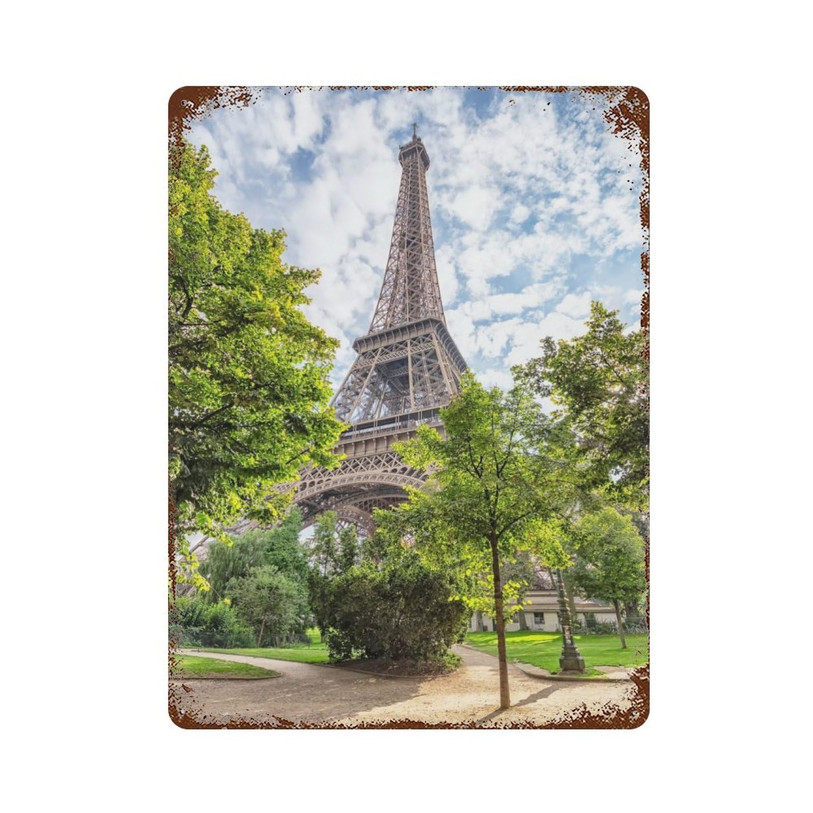 Garage Style Champ De Mars Vintage Rust Metal Sign 15.7"x11.8", Rustic Home Decor for Bar And Workshop