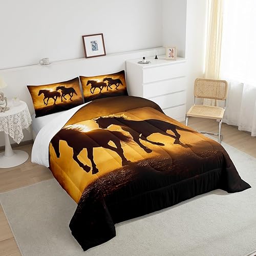 Miniatura 10 de Erosebridal Juego de ropa de cama de oso marrón, juego de edredón de animales de safari en el bosque, acuarela con relleno de edredón de vida