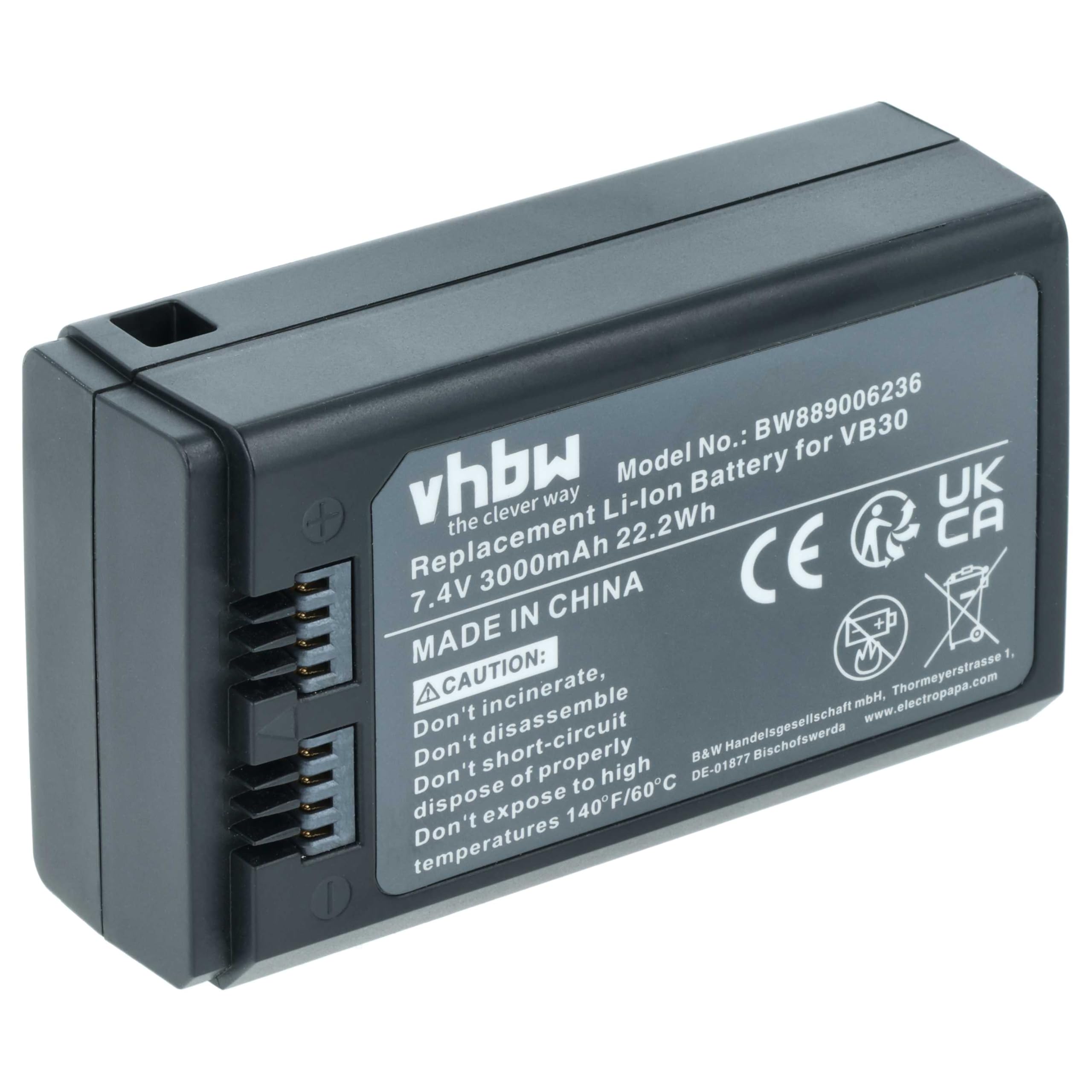 vhbw 2 x bateria kompatybilna z Godox V1, Ring 72, V1 Pro, AD100 Pro, MF-R76, V100 lampa błyskowa do aparatu (3000 mAh, 7,4 V, litowo-jonowa)