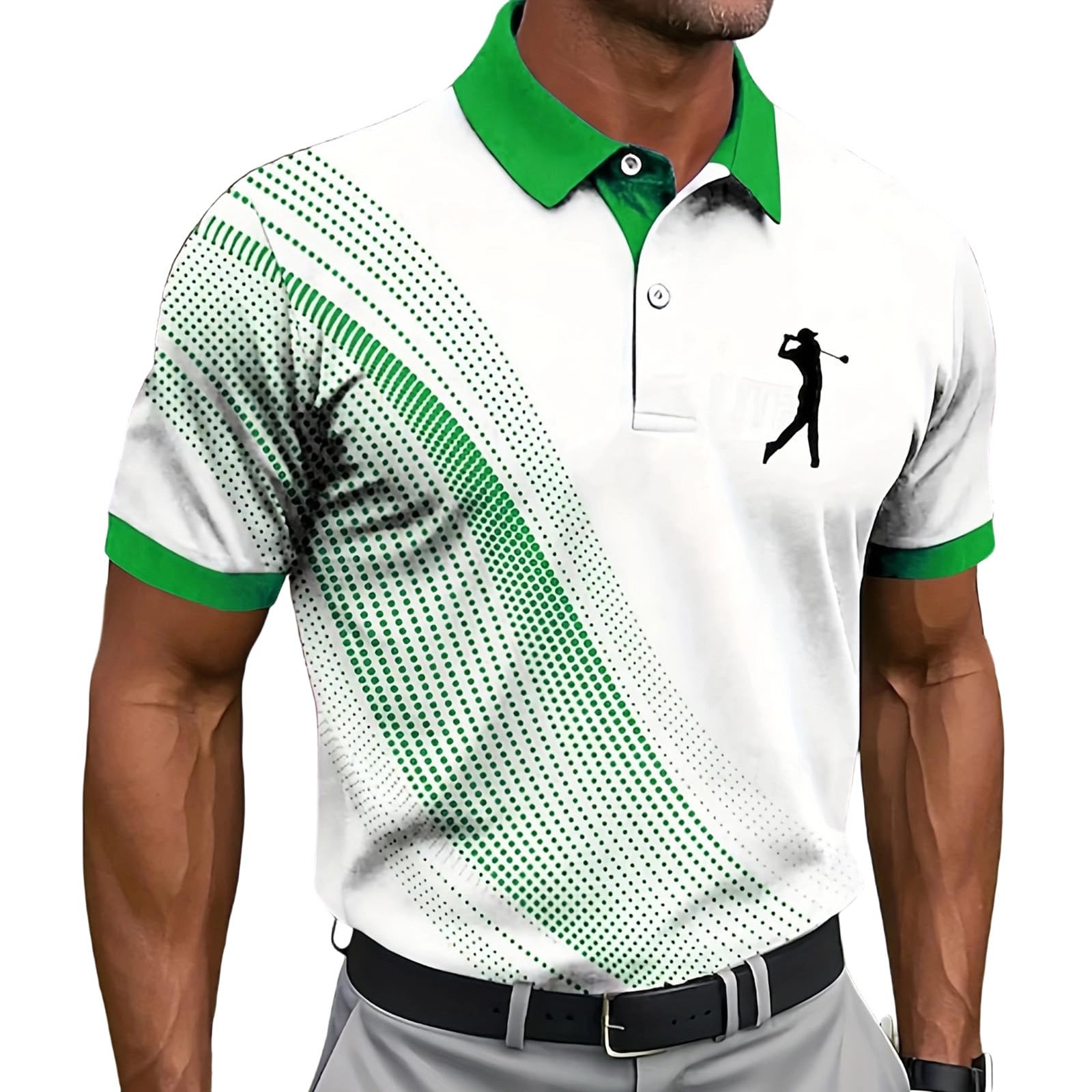 Men's Golf Polo Shirt T-Shirt Gradient Plaid Party Casual Short Sleeve Shirts Quick Dry Moisture Wicking Athletic Shirt — view 24