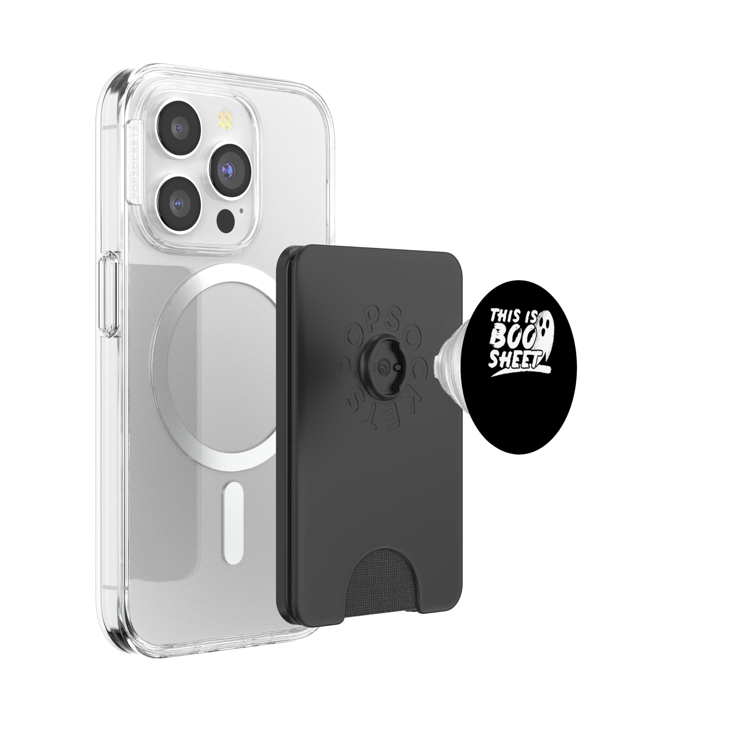 This is boo sheet - Halloween Ghost PopSockets PopWallet for MagSafe, Black - Image 3