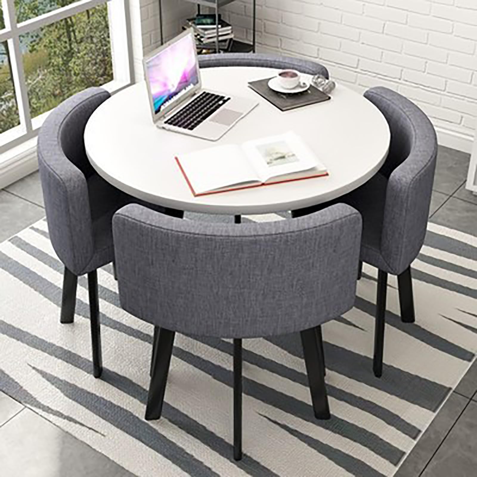 AYCDL Round Modern Dining Table Set for 4 35.4" x 29.5",#19-80 * 75cm/31.5 * 29.5in