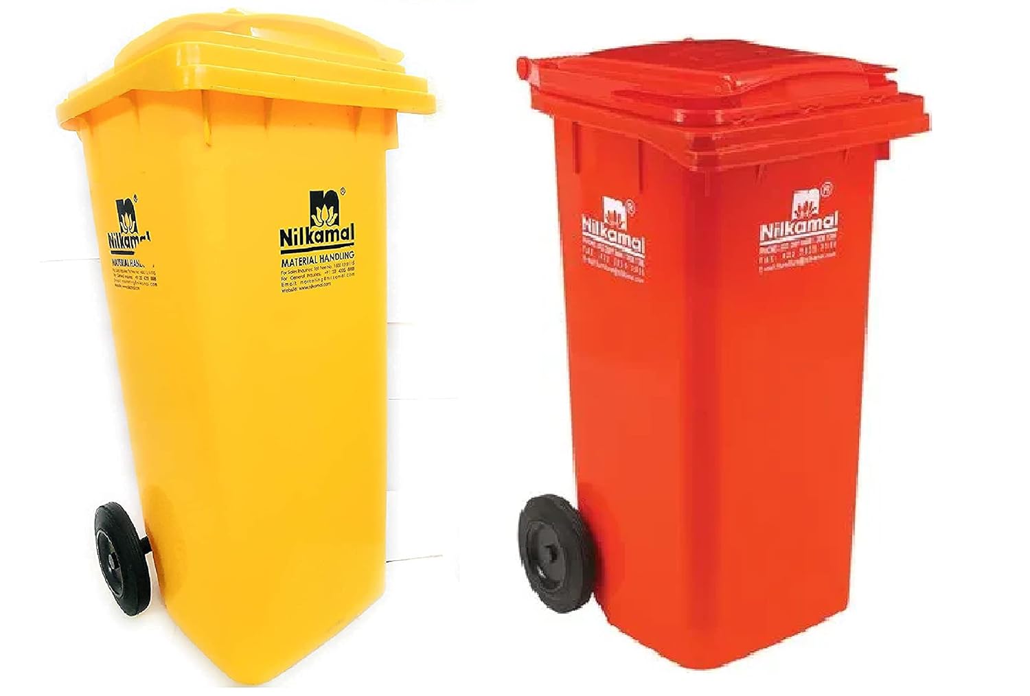 Nilkamal Plastic 120 Ltr Wheel Garbage Dustbin (Pack of 1 Yellow & 1
