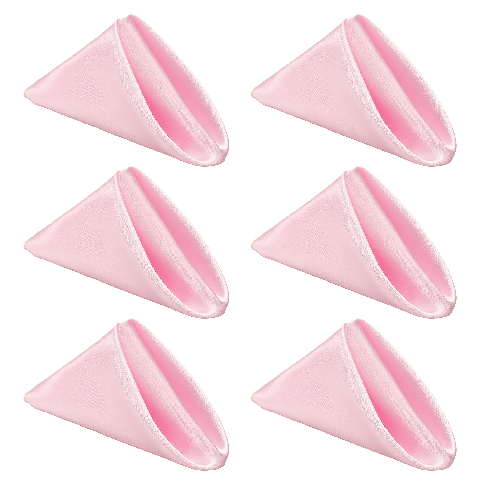 sourcing map 6 Pcs Pink Satin Napkins, 17x17 Inch Dinner Napkins Cloth Washable Polyester Soft Square Table Decoration for Restaurant Parties Wedding Dining Banquet Event