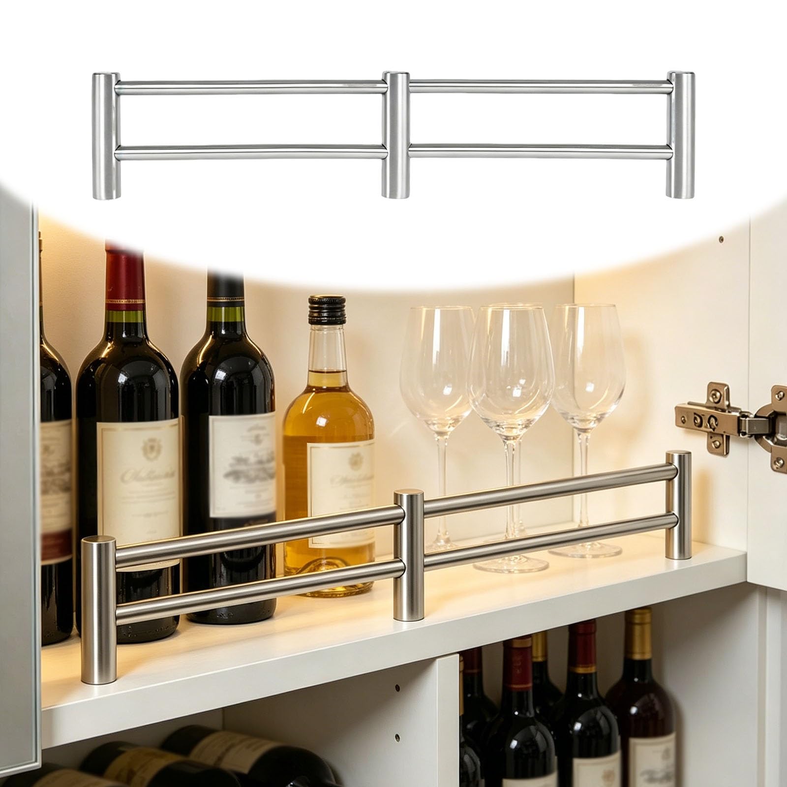Stainless Steel Shelf Edge Guard, Metal Tipping Rail for Wine Cabinets, Retail Shelving, Bathroom Storage, and Book Display Protection(Silver,46in/117cm)