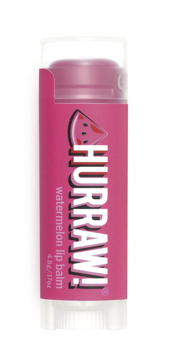 Hurraw! Watermelon Lip Balm: Organic, Certified Vegan, Cruelty and Gluten Free. Non-GMO, 100% Natural Ingredients. Bee, Shea, Soy and Palm Free. Made in USA