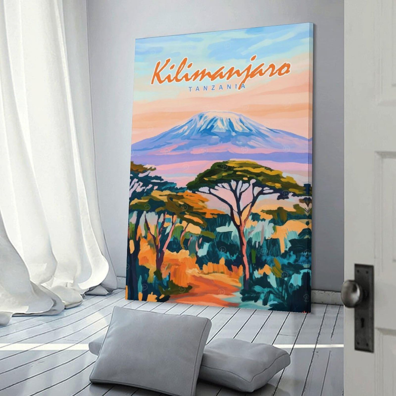 Junmoney Kilimanjaro Mountain Painting Home Decor Wall Art 20x30inch(50x75cm), for Office, Study Or Home Workspace, Home Office Artwork with Decorative Appeal