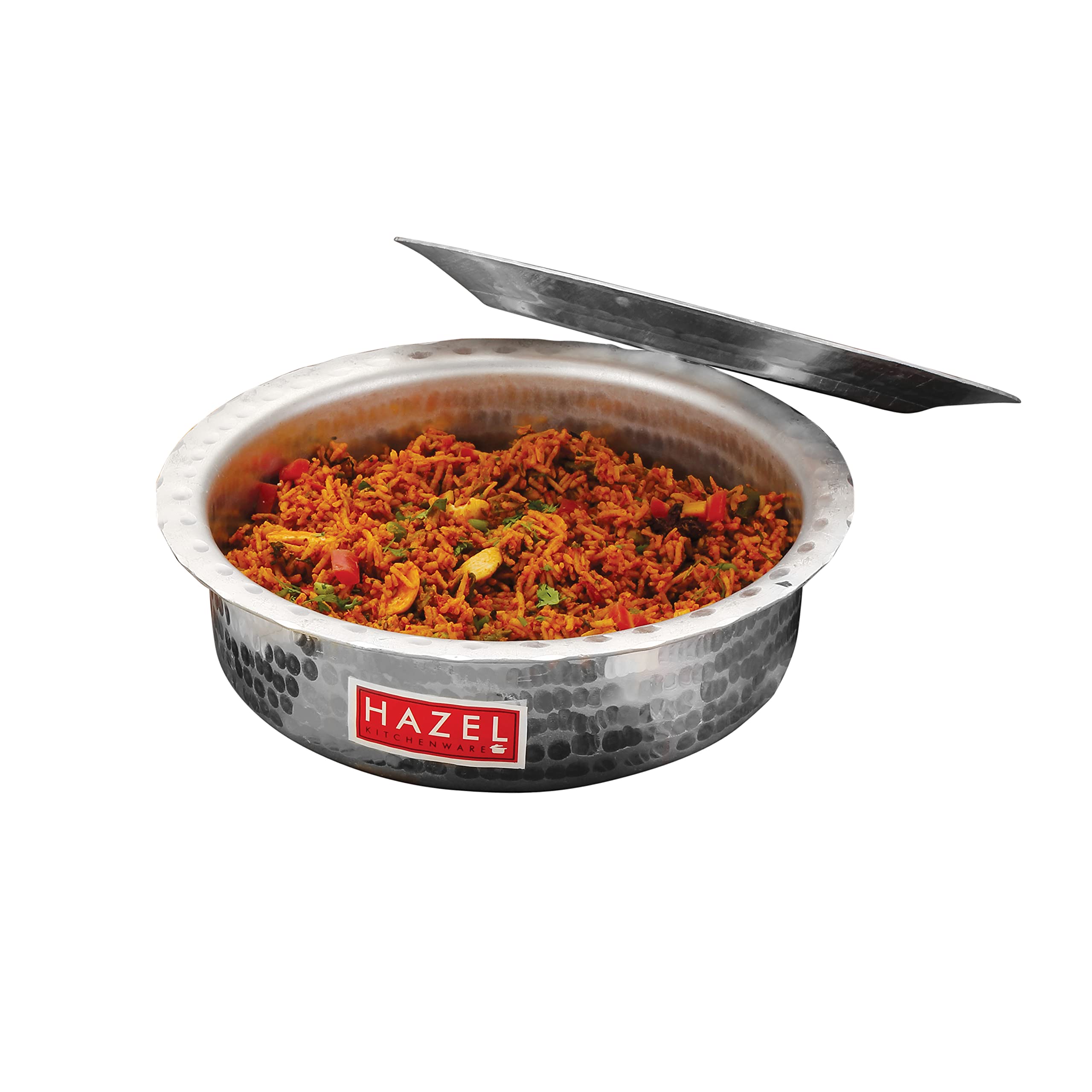 HAZEL Aluminium Langdi Patila Pot with Lid Hammered Finish Round Bottom Boiling Tope Vessels Bhagona Dekchi (1, 2100 ML) - Image 5 thumbnail