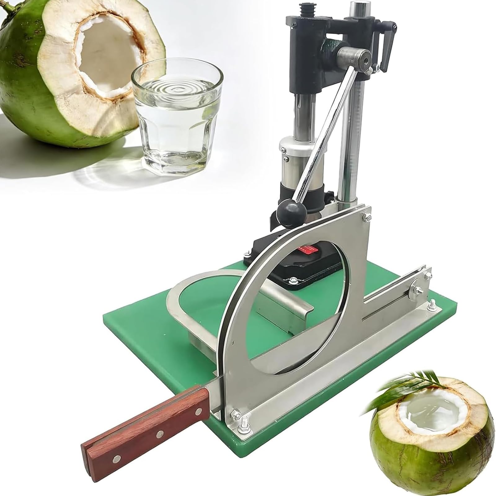 YXZQLOZ Manual coconut shell opener, commercial tool for opening, peeling, and sealing young coconuts, made of stainless steel, portable vertical young coconut shell opener. (Single)