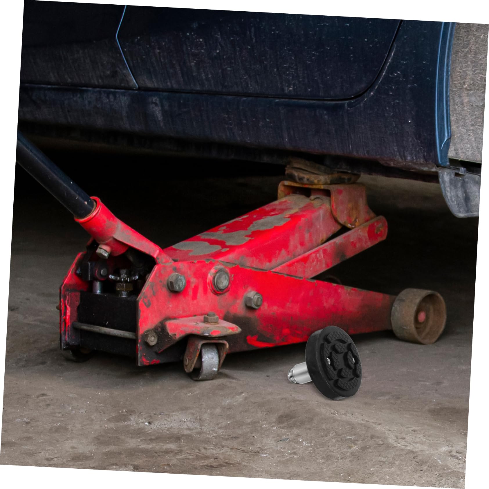 Zerodeko Universelle Runde Gummiauflage Wagenheberadapter für Fahrzeughebebühnen Rutschfest Robustes Gummi Metall Material Einfache Montage Kompatibel mit Autoliften in Garage