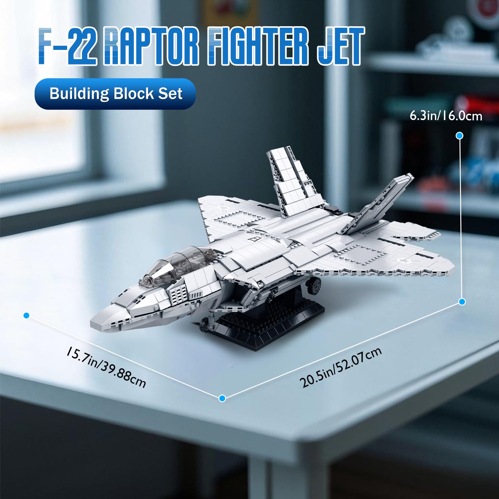 Brihappen F-22 Raptor Fighter Jet Building Block Set, Military Fighter Aircraft Army Construction Toy Model - Image 2
