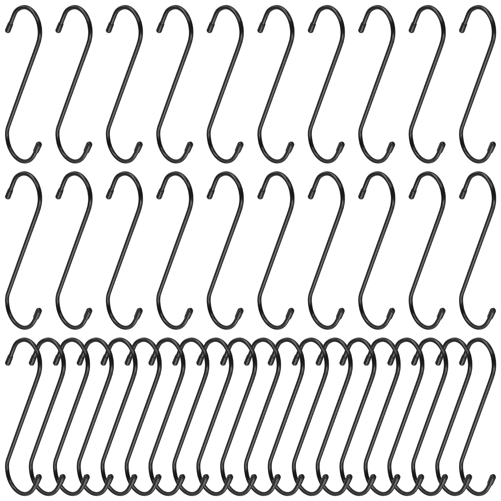 Crochets en S noirs 15 cm LEXININ | Lot de 40 en fer robuste pour suspendre