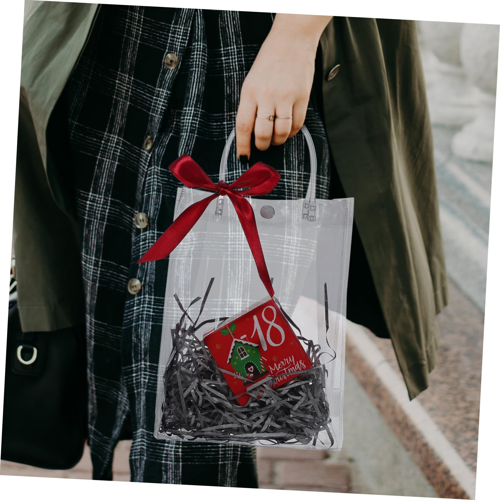 Ipetboom 60piezas Bolsas Transparentes Reutilizables De Asa Para Fiestas y Manualidades