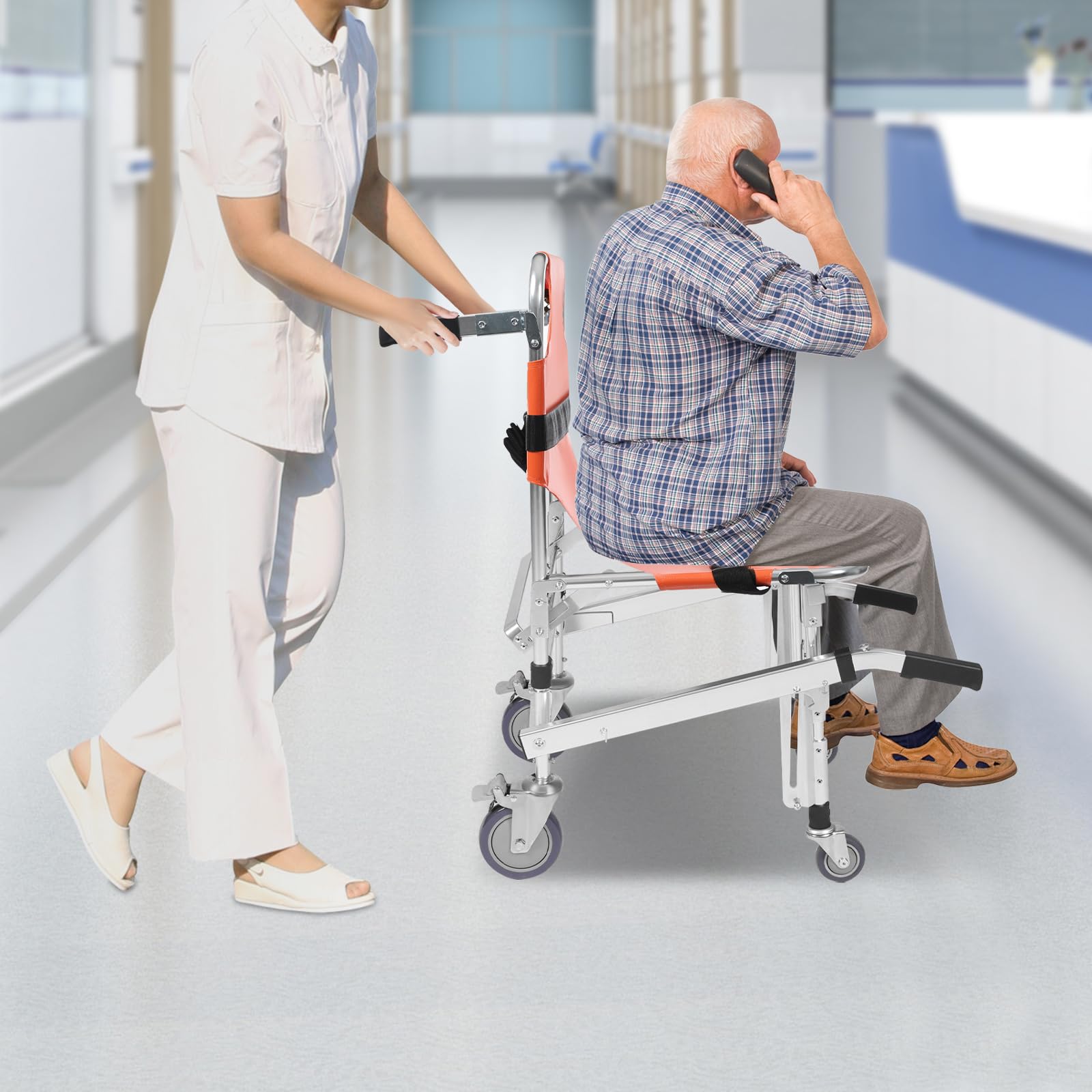 EMS - Silla de escalera plegable de emergencia, silla de ruedas para subir escaleras, 160 kg, para personas mayores y discapacitados, evacuación de ambulancia, verde