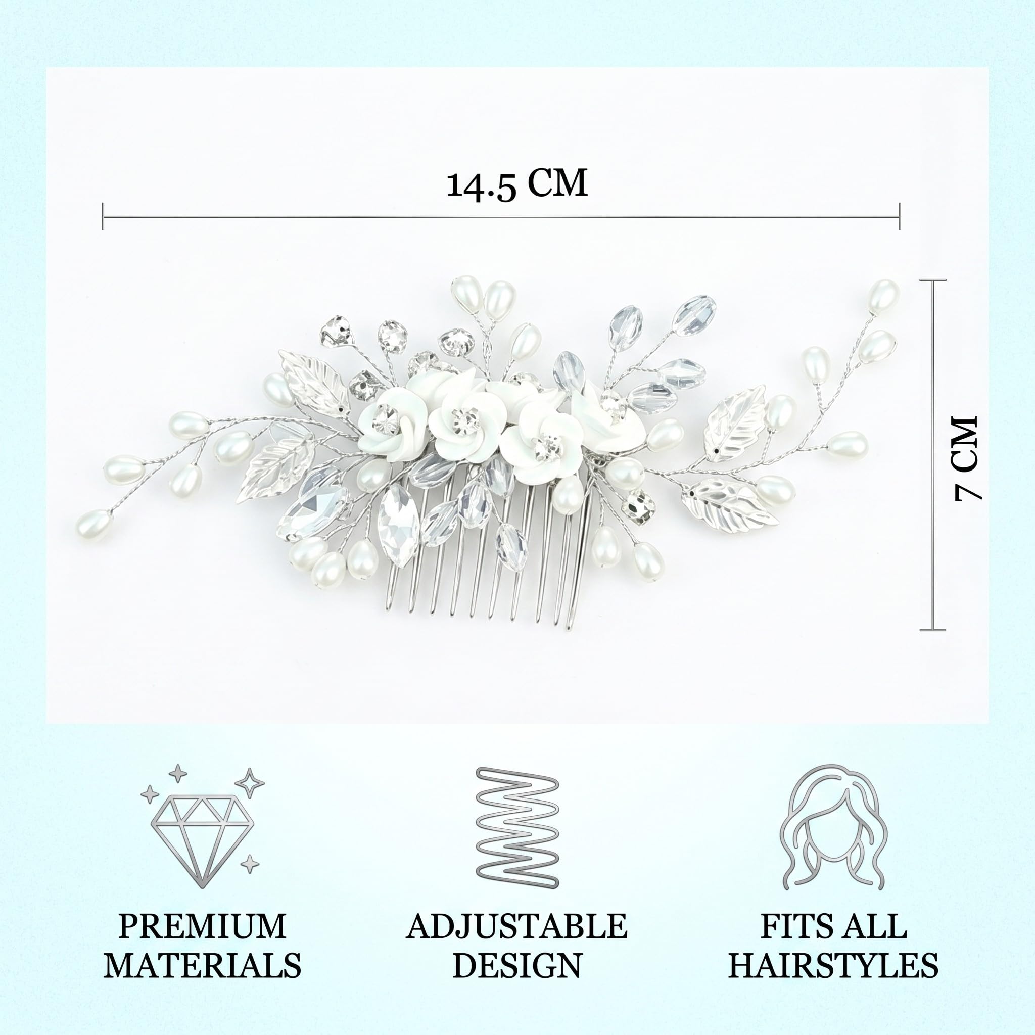 Pettinino argentato per capelli da sposa, Pettine per Capelli da Sposa Fermaglio per Donne e Ragazze, Capelli Sposa Pettine,Accessori Capelli Sposa