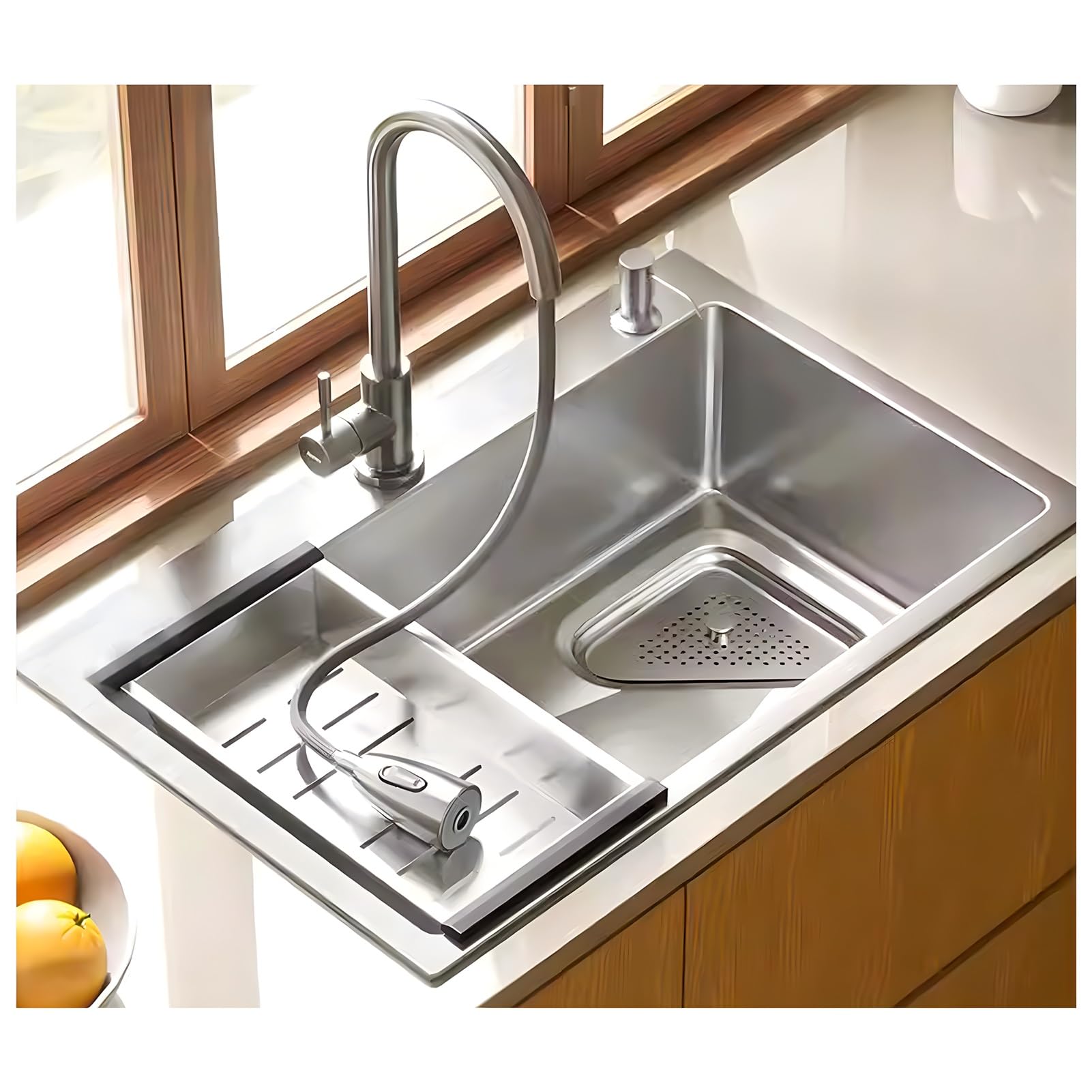 ZQFHSX Single Bowl Kitchen Sinks 304 Stainless Steel Bar with Drain Top Mount Or Undermount (Color : C, Size 75x45x21cm)
