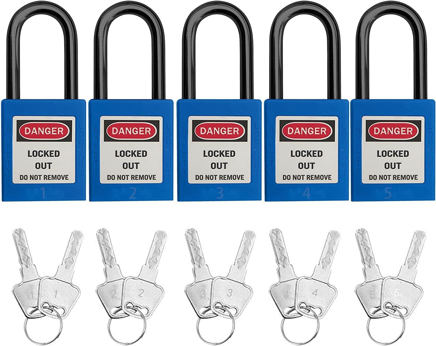 SAFBY OSHA Loto - Candado de seguridad con llave diferente, candado seguro OSHA Loto para estaciones y dispositivos de bloqueo y etiquetado (azul 1-10)