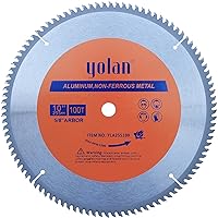 Vista 1 de Yolan Hoja de sierra circular de corte de aluminio de 10 pulgadas, dientes TCG con punta de carburo 100T, eje de 5/8", para sierra de mesa y sierra