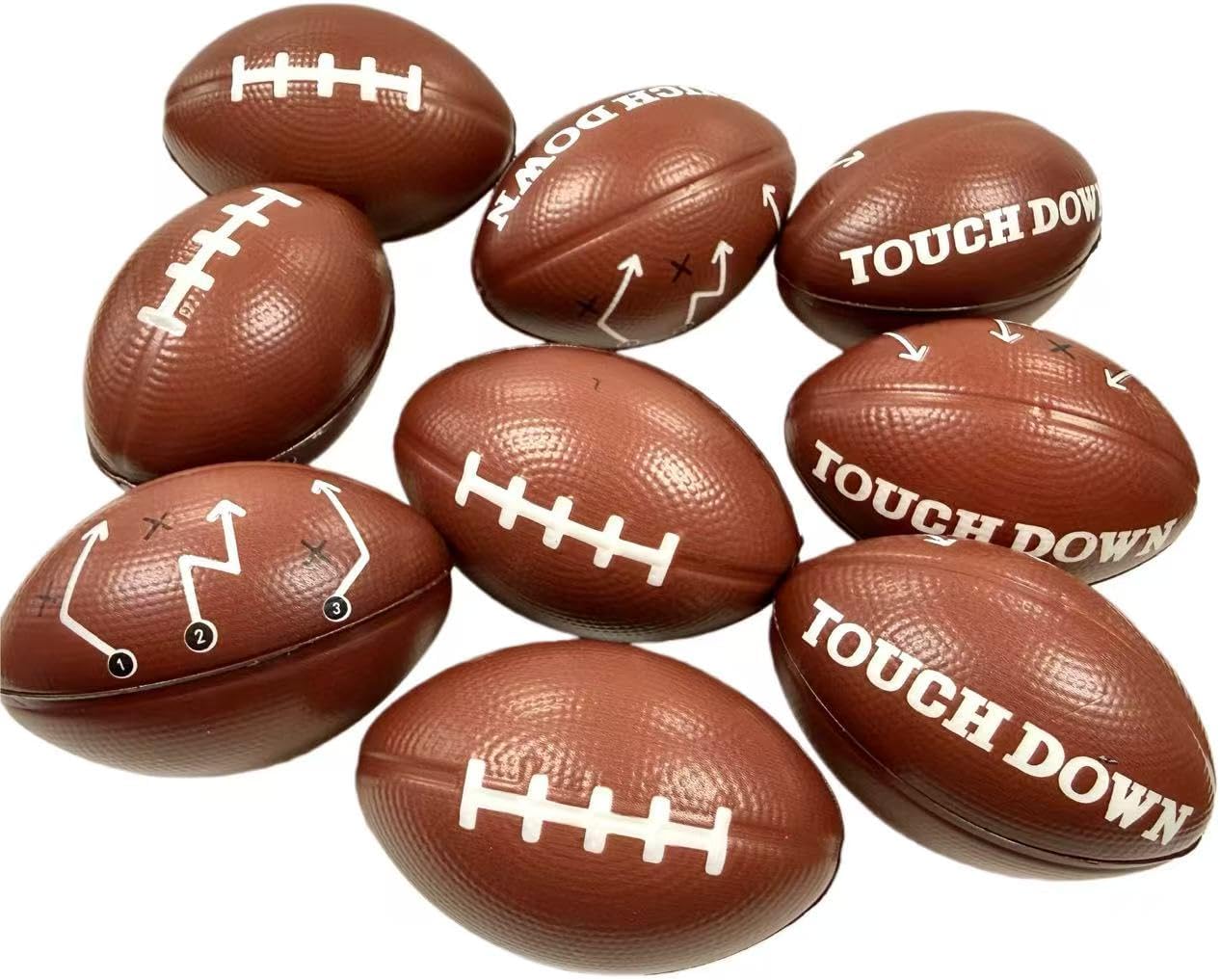 GiftExpress 12 Pack 4 Inch Touchdown Mini Foam Football Stress Balls, Soft Squeeze Sports Balls for Game Day Party Favors, Football Theme Birthday Decorations, Classroom Rewards & Gift Bag Stuffers
