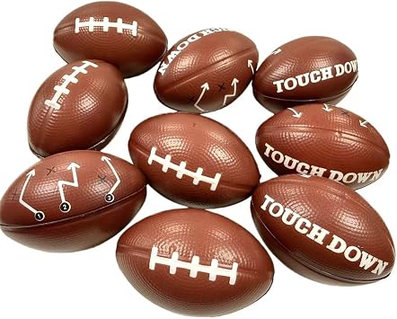 GiftExpress 12 Pack 4 Inch Touchdown Mini Foam Football Stress Balls, Soft Squeeze Sports Balls for Game Day Party Favors, Football Theme Birthday Decorations, Classroom Rewards & Gift Bag Stuffers