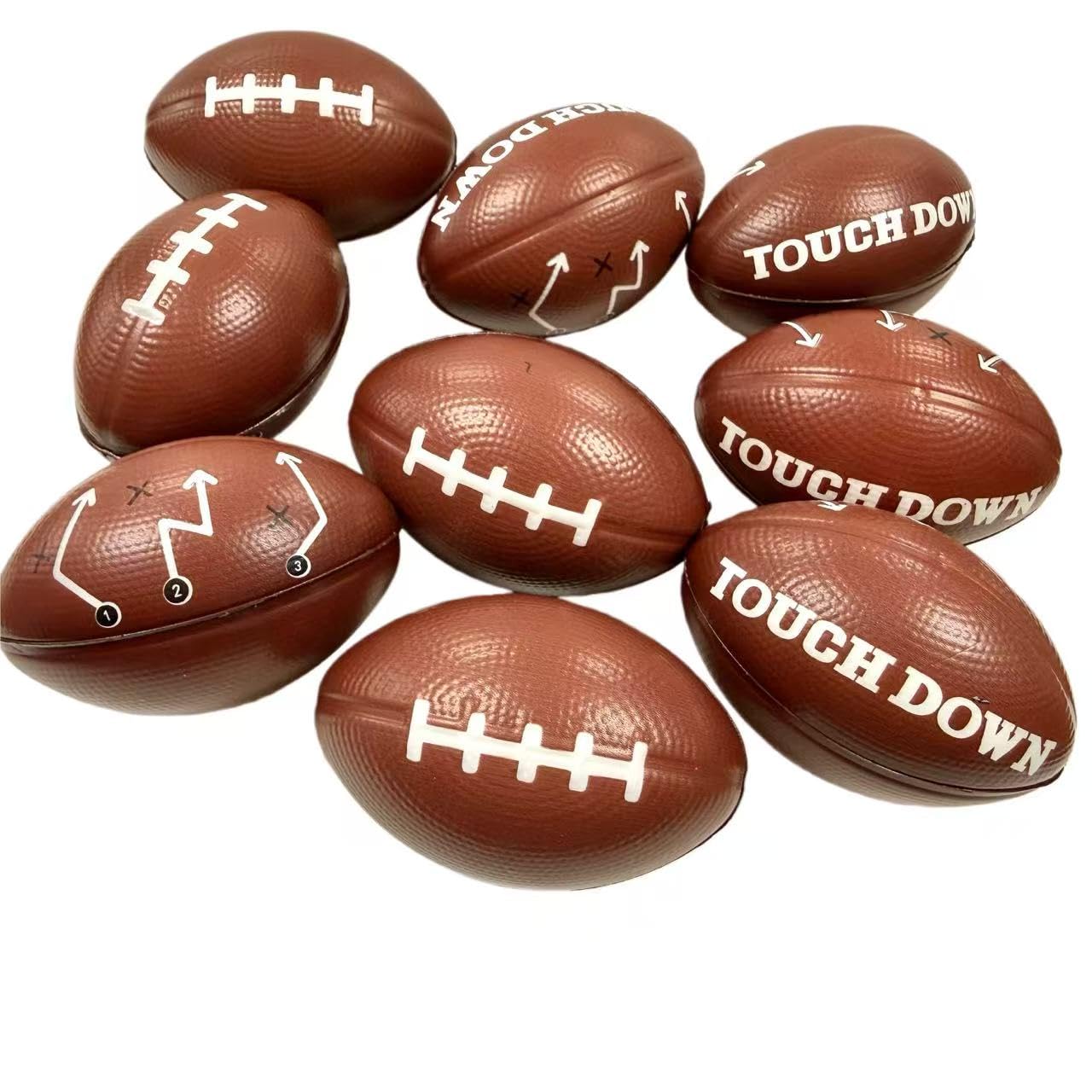 GiftExpress 12 Pack 4 Inch Touchdown Mini Foam Football Stress Balls, Soft Squeeze Sports Balls for Game Day Party Favors, Football Theme Birthday Decorations, Classroom Rewards & Gift Bag Stuffers