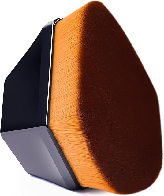BEAKEY Foundation Brush for Makeup, Flat Top Kabuki Hexagon Brush for Blending Liquid, Cream or Flawless Powder Cosmetics, Includes Protective Case (Black)