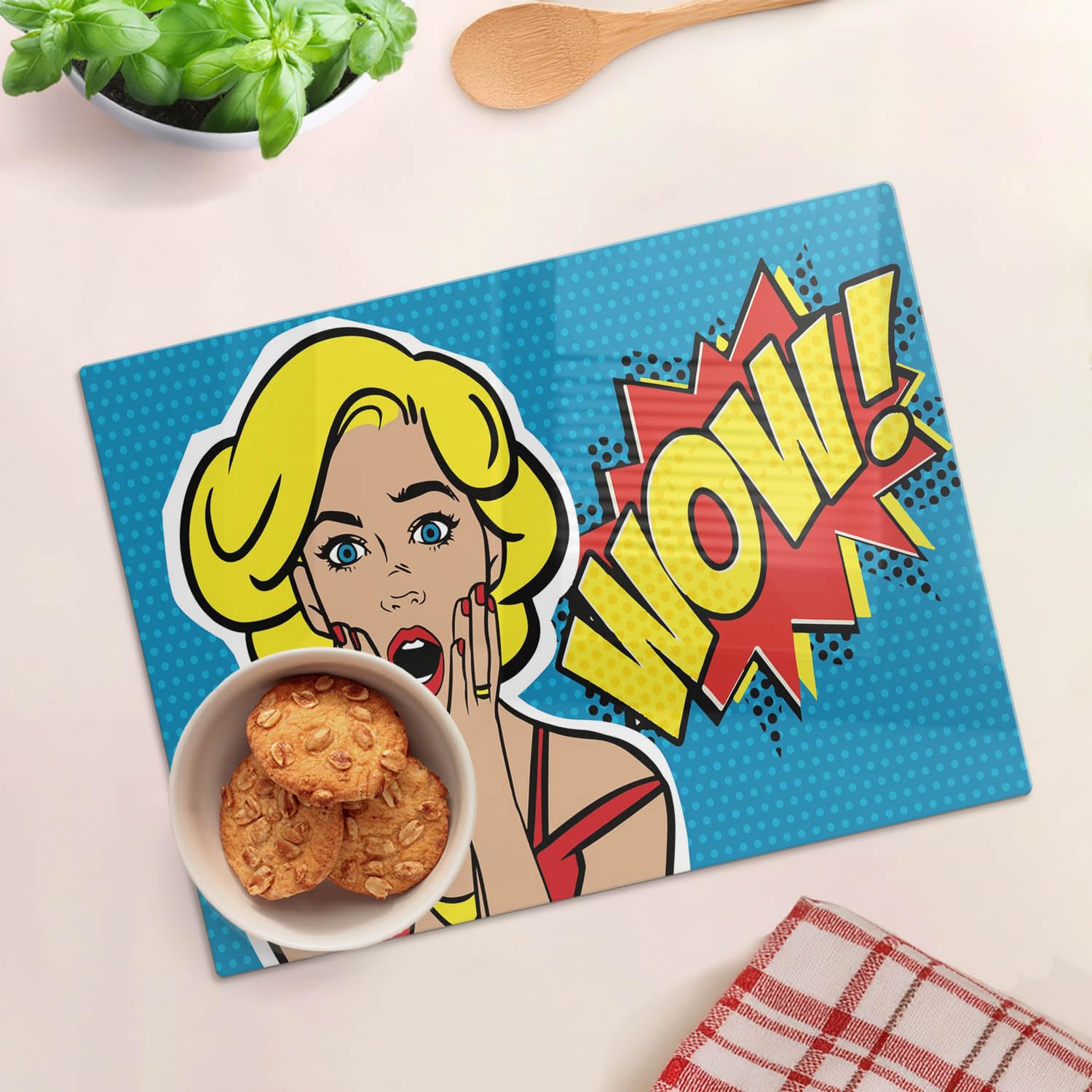 Protezione in vetro temperato con funzione tagliere da cucina 40x30 cm Oh!