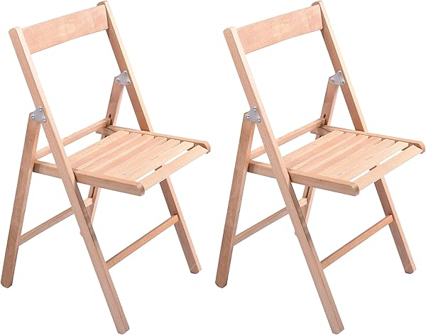 HOUSE COLLECTION Set di 2 Sedie Pieghevoli in Legno