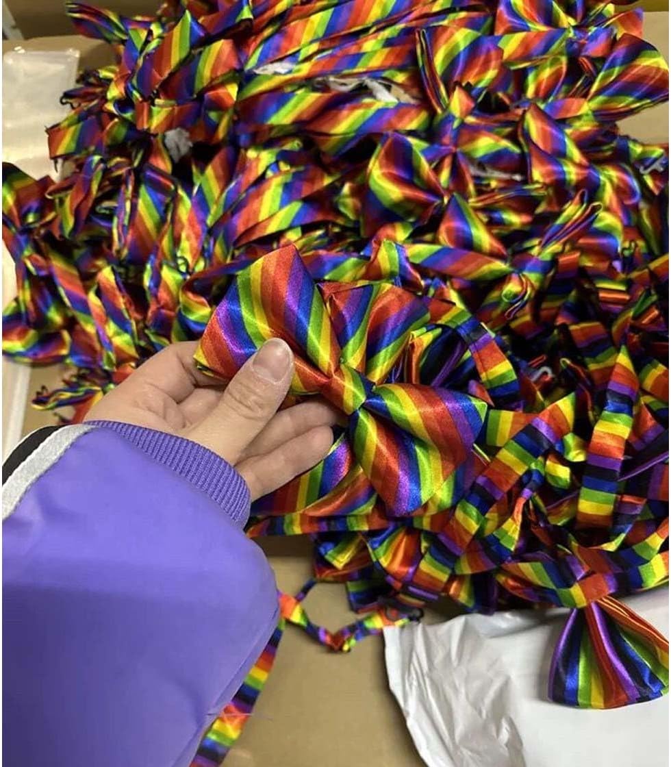 Rainbow Tie for Men Bow Tie Women Adjustable Bowtie Girl School Uniform Pre Tied Colorful Neck Tie Pride Day Accessory