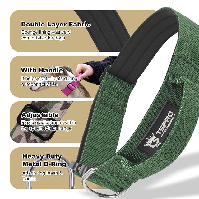Foto 4 de 6 de TSPRO Collar Táctico para Perros con Hebilla de Liberación Rápida y Manija