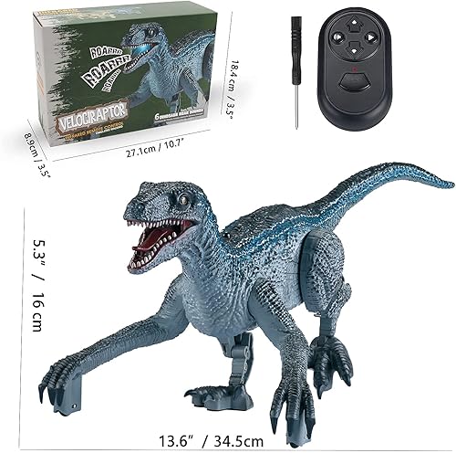 Miniatura 8 de Juguetes de dinosaurio con control remoto para niños de 4 a 7 años velociraptor electrónico realista RC dinosaurio caminando mascotas robot Dino con