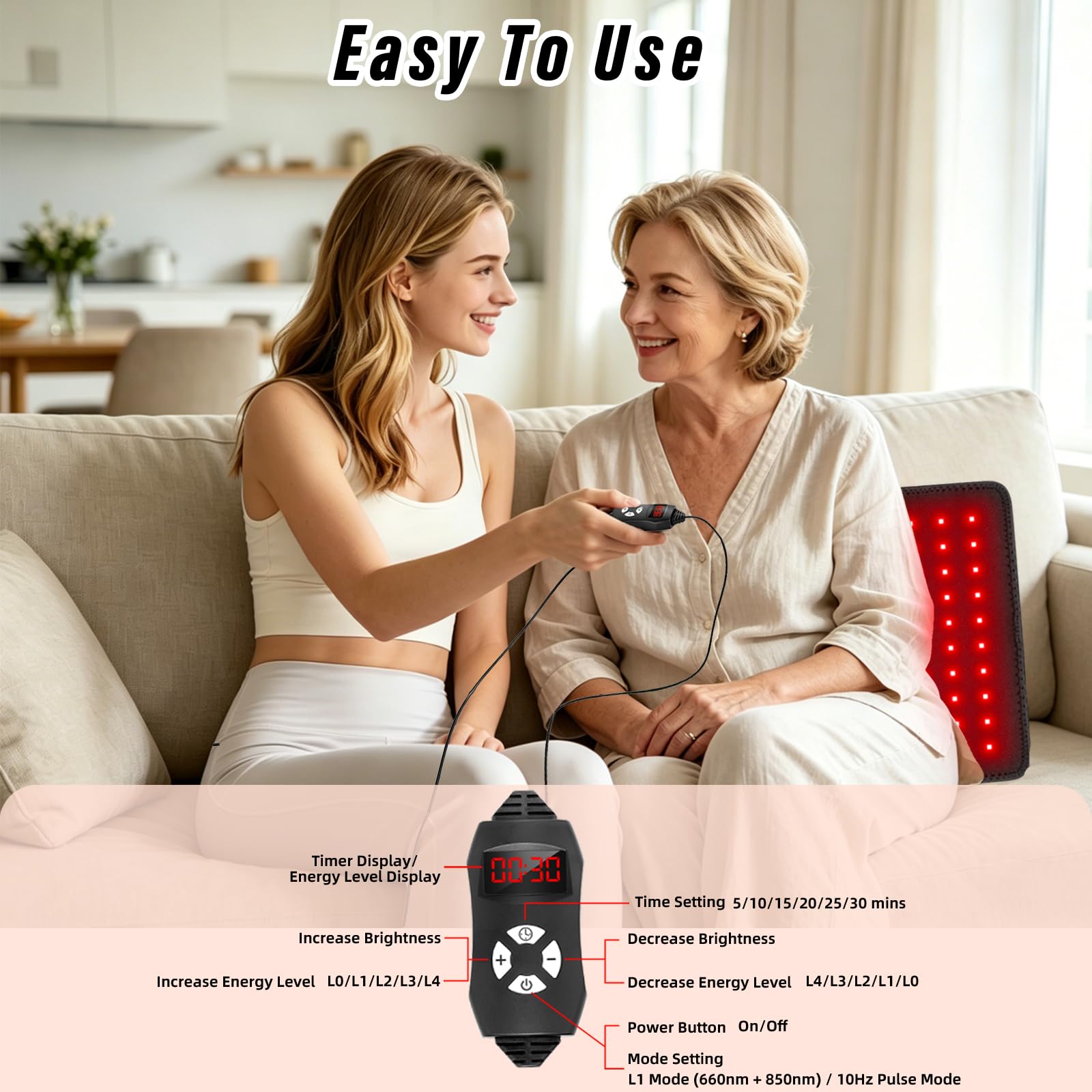 Almohadilla de terapia de luz roja para dolor corporal 650nm 800nm 50x30cm