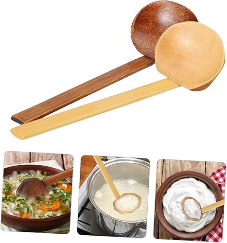 Miniatura 2 de Cuchara de olla caliente, cuchara de cocina, cuchara de sopa, cuchara de mango largo, cucharón de sopa de madera, cucharón de restaurante, cuchara