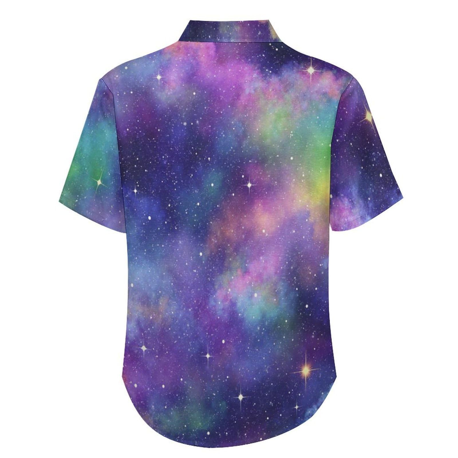 Camicie da Uomo a Maniche Corte con Stampa della Galassia Arcobaleno Sogno, Casual Leggere Bottoni Camicia con Tasca Frontale, per Vacanze Spiaggia Estate