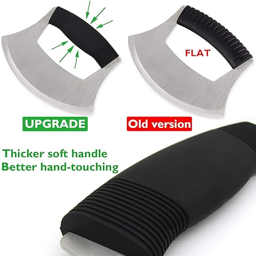 Miniatura 2 de Pizza Cutter Stainless Steel Ulu knife Razor Sharp Rocker Slicer Cutter Mincing Mezzaluna Knife Salad Vegetable Chopper with Upgraded Ergonomic