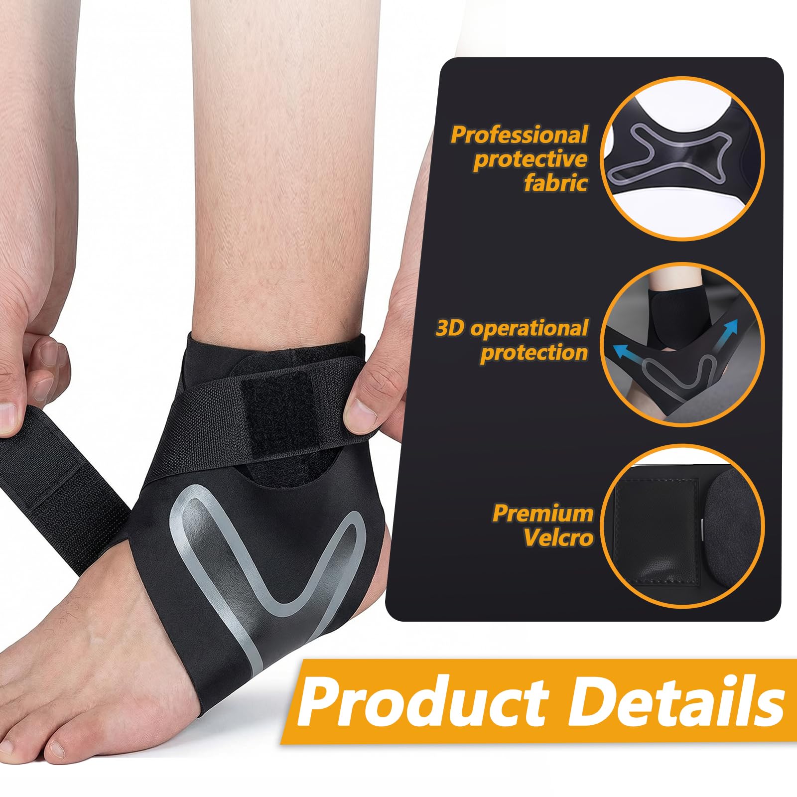 Chevillère Entorse Sport Maintien, Bandage Pied Ajustable Compression Deux Pieds